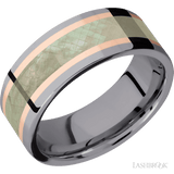 8 mm wide/Flat/Tantalum band featuring inlays of 14K Rose Gold and Freshwater Mother of Pearl. - Diamonds By Rothschild