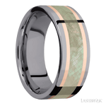8 mm wide/Flat/Tantalum band featuring inlays of 14K Rose Gold and Freshwater Mother of Pearl. - Diamonds By Rothschild