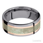 8 mm wide/Flat/Tantalum band featuring inlays of 14K Rose Gold and Freshwater Mother of Pearl. - Diamonds By Rothschild