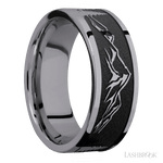 8 mm wide/Flat/Tantalum band with a laser carved Mountain 2 pattern. - Diamonds By Rothschild