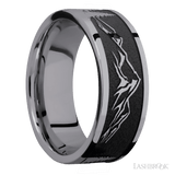 8 mm wide/Flat/Tantalum band with a laser carved Mountain 2 pattern. - Diamonds By Rothschild