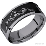 8 mm wide/Flat/Tantalum band with a laser carved Mountain 2 pattern. - Diamonds By Rothschild