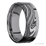 8 mm wide/Flat/Tantalum band with one 6 mm Off Center Edge inlay of Marble. - Diamonds By Rothschild