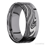 8 mm wide/Flat/Tantalum band with one 6 mm Off Center Edge inlay of Marble. - Diamonds By Rothschild