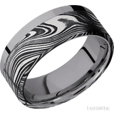 8 mm wide/Flat/Tantalum band with one 6 mm Off Center Edge inlay of Marble. - Diamonds By Rothschild