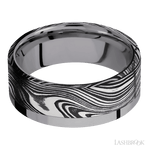 8 mm wide/Flat/Tantalum band with one 6 mm Off Center Edge inlay of Marble. - Diamonds By Rothschild
