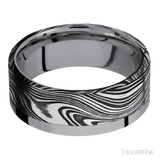 8 mm wide/Flat/Tantalum band with one 6 mm Off Center Edge inlay of Marble. - Diamonds By Rothschild