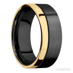 8 mm wide/Flat/Zirconium band with one 2 mm Off Center Edge inlay of 14K Yellow Gold. - Diamonds By Rothschild