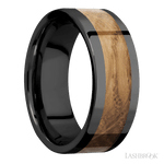 8 mm wide/Flat/Zirconium band with one 5 mm Centered inlay of Whiskey Barrel. - Diamonds By Rothschild