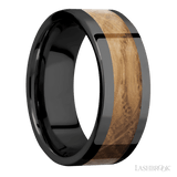 8 mm wide/Flat/Zirconium band with one 5 mm Centered inlay of Whiskey Barrel. - Diamonds By Rothschild