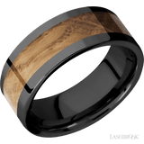 8 mm wide/Flat/Zirconium band with one 5 mm Centered inlay of Whiskey Barrel. - Diamonds By Rothschild