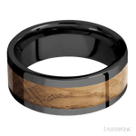 8 mm wide/Flat/Zirconium band with one 5 mm Centered inlay of Whiskey Barrel. - Diamonds By Rothschild