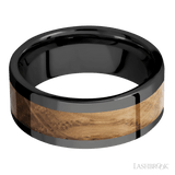 8 mm wide/Flat/Zirconium band with one 5 mm Centered inlay of Whiskey Barrel. - Diamonds By Rothschild