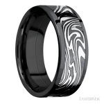 8 mm wide/Flat/Zirconium band with one 6 mm Centered inlay of Kinetic. - Diamonds By Rothschild