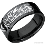 8 mm wide/Flat/Zirconium band with one 6 mm Centered inlay of Kinetic. - Diamonds By Rothschild