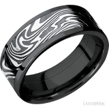 8 mm wide/Flat/Zirconium band with one 6 mm Centered inlay of Kinetic. - Diamonds By Rothschild