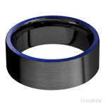 8 mm wide/Flat/Zirconium band with two 1 mm Side inlays of Lapis. - Diamonds By Rothschild