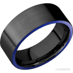 8 mm wide/Flat/Zirconium band with two 1 mm Side inlays of Lapis. - Diamonds By Rothschild