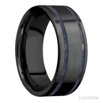 8 mm wide/Flat/Zirconium band with two 1 mm Wide inlays of Sodalite. - Diamonds By Rothschild
