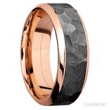 8 mm wide/High Bevel/14K Rose Gold band with one 5 mm Centered inlay of Zirconium. - Diamonds By Rothschild
