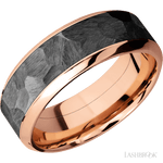 8 mm wide/High Bevel/14K Rose Gold band with one 5 mm Centered inlay of Zirconium. - Diamonds By Rothschild