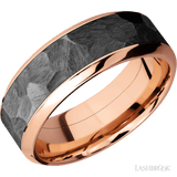 8 mm wide/High Bevel/14K Rose Gold band with one 5 mm Centered inlay of Zirconium. - Diamonds By Rothschild