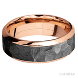8 mm wide/High Bevel/14K Rose Gold band with one 5 mm Centered inlay of Zirconium. - Diamonds By Rothschild