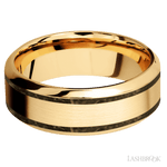 8 mm wide/High Bevel/14K Yellow Gold band with two 1 mm Wide inlays of Gold Tiger Eye. - Diamonds By Rothschild