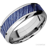 8 mm wide/High Bevel/Cobalt Chrome band with one 4 mm Centered inlay of Titanium Damascus. - Diamonds By Rothschild