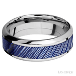 8 mm wide/High Bevel/Cobalt Chrome band with one 4 mm Centered inlay of Titanium Damascus. - Diamonds By Rothschild