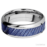 8 mm wide/High Bevel/Cobalt Chrome band with one 4 mm Centered inlay of Titanium Damascus. - Diamonds By Rothschild