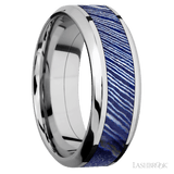 8 mm wide/High Bevel/Cobalt Chrome band with one 4 mm Centered inlay of Titanium Damascus. - Diamonds By Rothschild