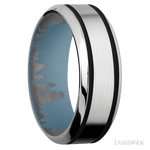 8 mm wide/High Bevel/Cobalt Chrome band with two 1 mm Wide inlays of Black also featuring a Polar Blue sleeve. - Diamonds By Rothschild