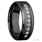 8 mm wide/High Bevel/Zirconium band with an arrangement of 9, .05 carat Round Diamond stones in a Bead setting. - Diamonds By Rothschild