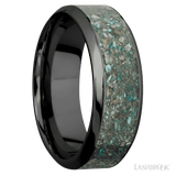 8 mm wide/High Bevel/Zirconium band with one 5 mm Centered inlay of Ocean Jasper. - Diamonds By Rothschild