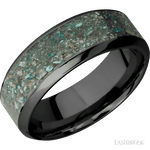 8 mm wide/High Bevel/Zirconium band with one 5 mm Centered inlay of Ocean Jasper. - Diamonds By Rothschild