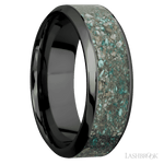 8 mm wide/High Bevel/Zirconium band with one 5 mm Centered inlay of Ocean Jasper. - Diamonds By Rothschild