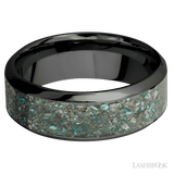 8 mm wide/High Bevel/Zirconium band with one 5 mm Centered inlay of Ocean Jasper. - Diamonds By Rothschild