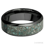 8 mm wide/High Bevel/Zirconium band with one 5 mm Centered inlay of Ocean Jasper. - Diamonds By Rothschild