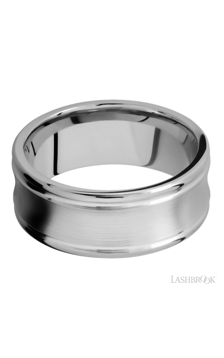 9 mm wide Concaved Center Round Edges 14K White Gold band. - Diamonds By Rothschild