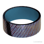 9 mm wide Flat Titanium Damascus band featuring a Royal Blue sleeve. - Diamonds By Rothschild