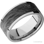 9 mm wide/Flat/Titanium band with one 7 mm Centered inlay of Forged Carbon Fiber. - Diamonds By Rothschild