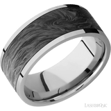 9 mm wide/Flat/Titanium band with one 7 mm Centered inlay of Forged Carbon Fiber. - Diamonds By Rothschild