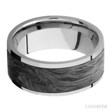 9 mm wide/Flat/Titanium band with one 7 mm Centered inlay of Forged Carbon Fiber. - Diamonds By Rothschild