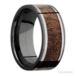 9 mm wide/Flat/Zirconium band featuring inlays of Titanium and Sapele. - Diamonds By Rothschild