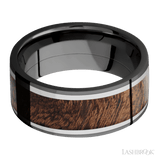 9 mm wide/Flat/Zirconium band featuring inlays of Titanium and Sapele. - Diamonds By Rothschild
