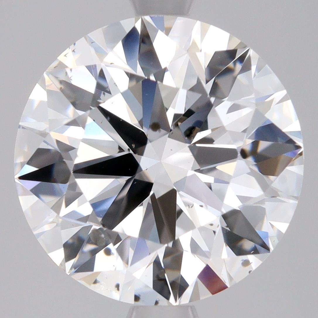 Round diamond with blemishes and inclusions