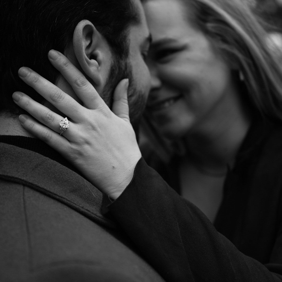 Man and woman in loving embrace after getting married