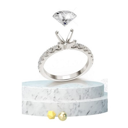 Semi-mount ring setting with a loose stone fitted to it