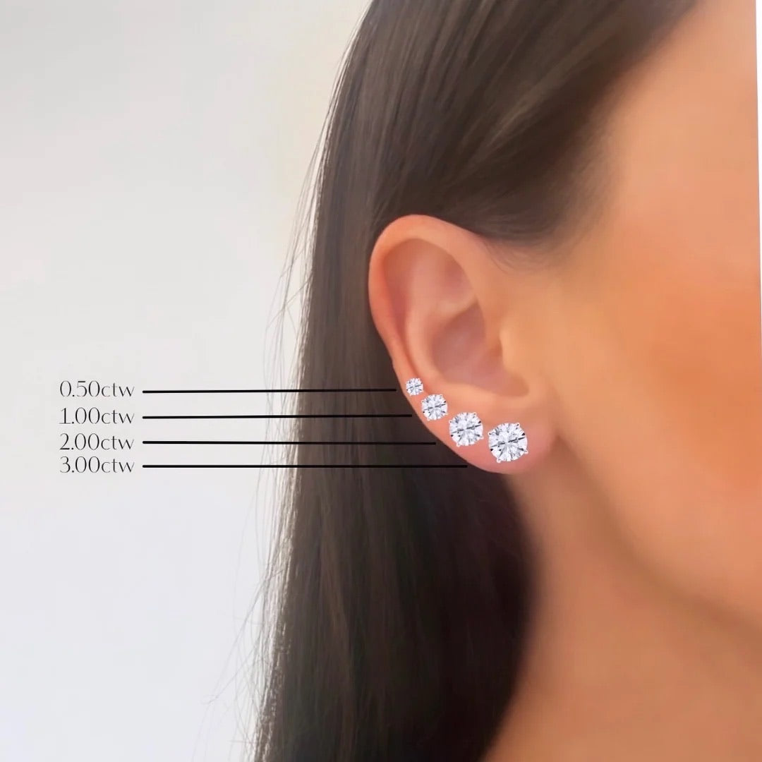 Diamond Stud Earring Size Guide